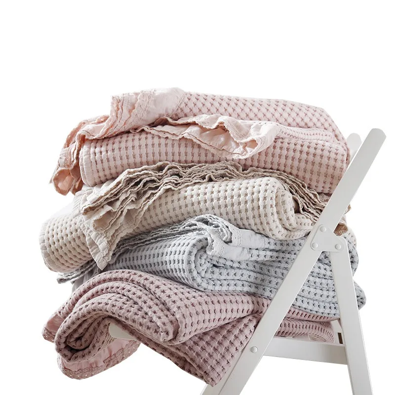 

Multi-Use 100% Cotton Waffle Weave Lightweight Throw Blanket for Sofa, Office AC, Bed Cover