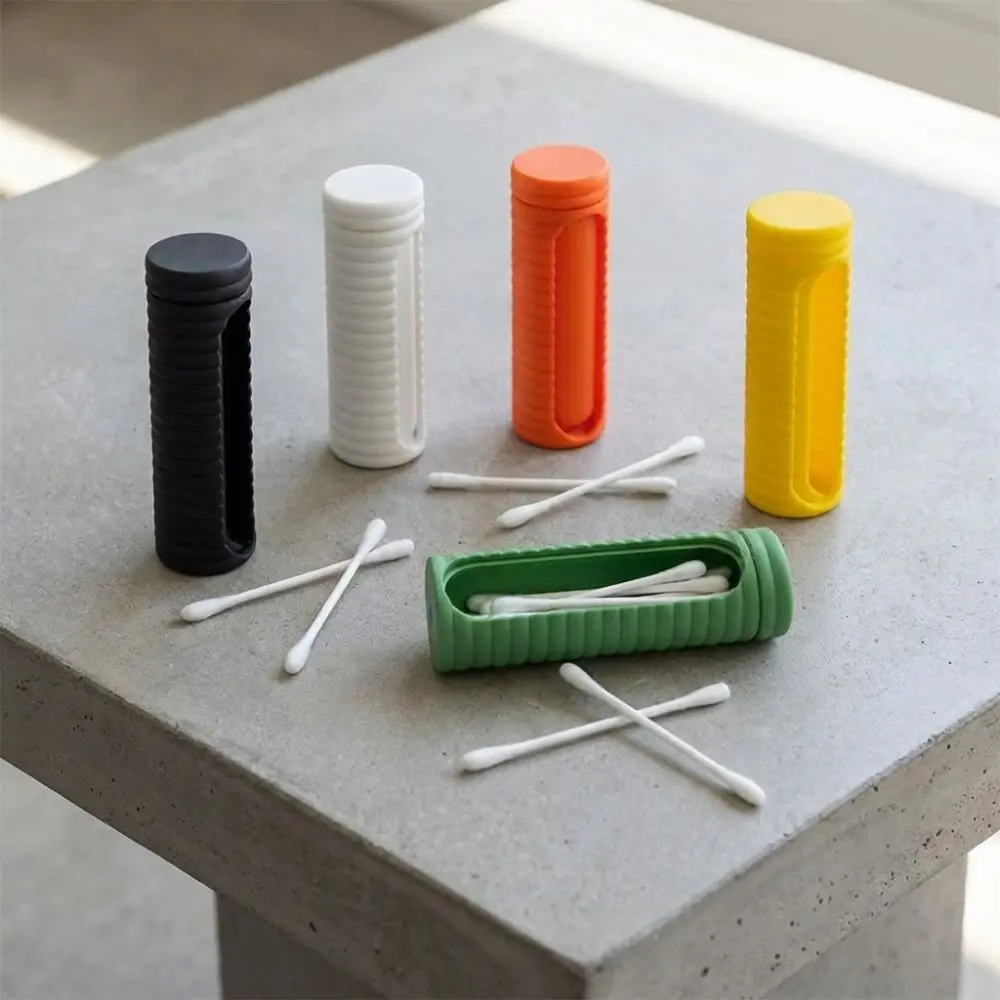 Practical 3D Printed Cotton Swabs Storage Box Plastic Rotatable Toothpicks Storage Box Dust-proof Small Storage Box Office