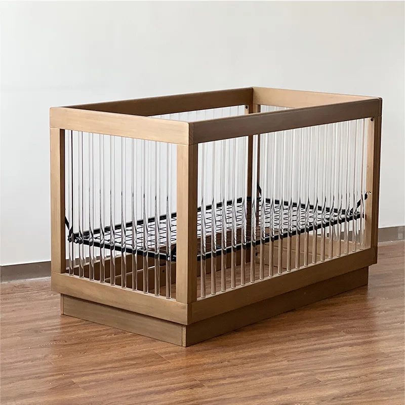 Multifunctional Brown Luxury Modern Sleeping Newborn Girl Wooden Baby Crib Bed Baby Bed for Newborn