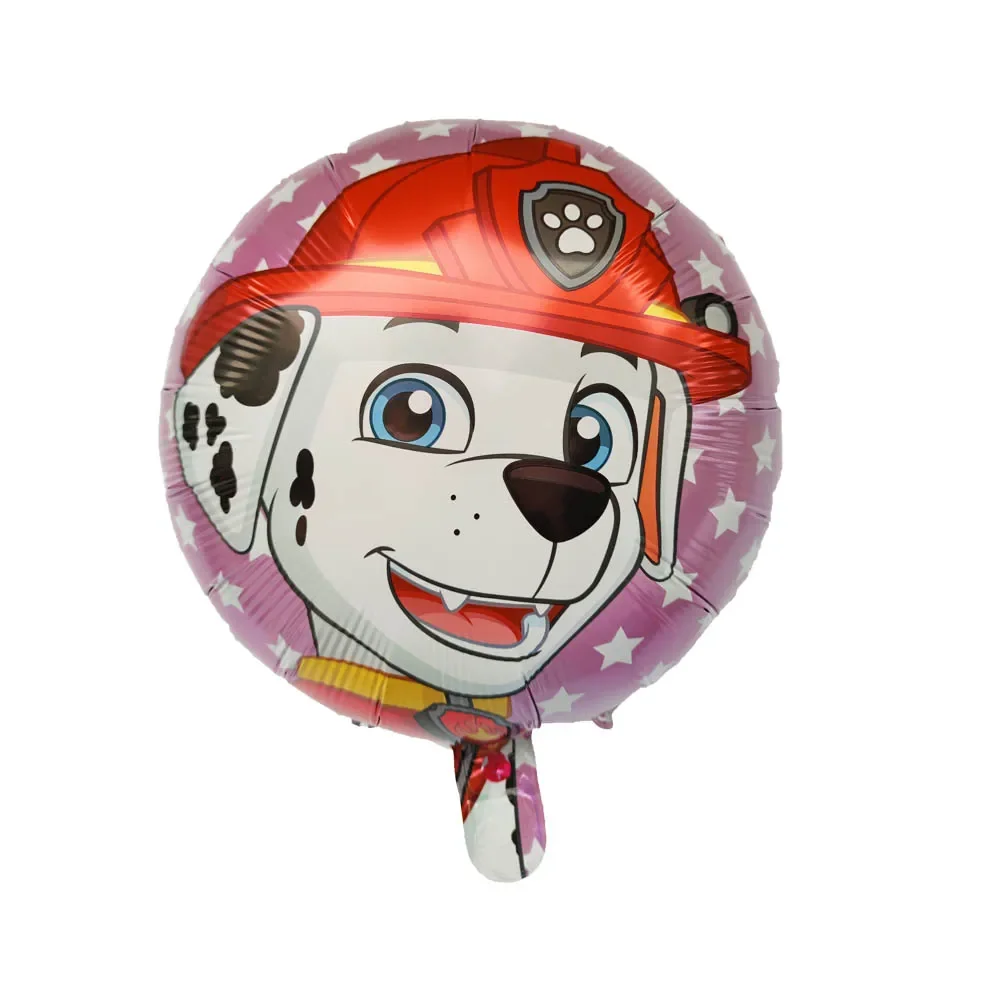 10pcs 18inch Paw Patrol Balloon Round Heart Cartoon Dog Aluminum Film Balloon Birthday Party Decoration Helium Globos