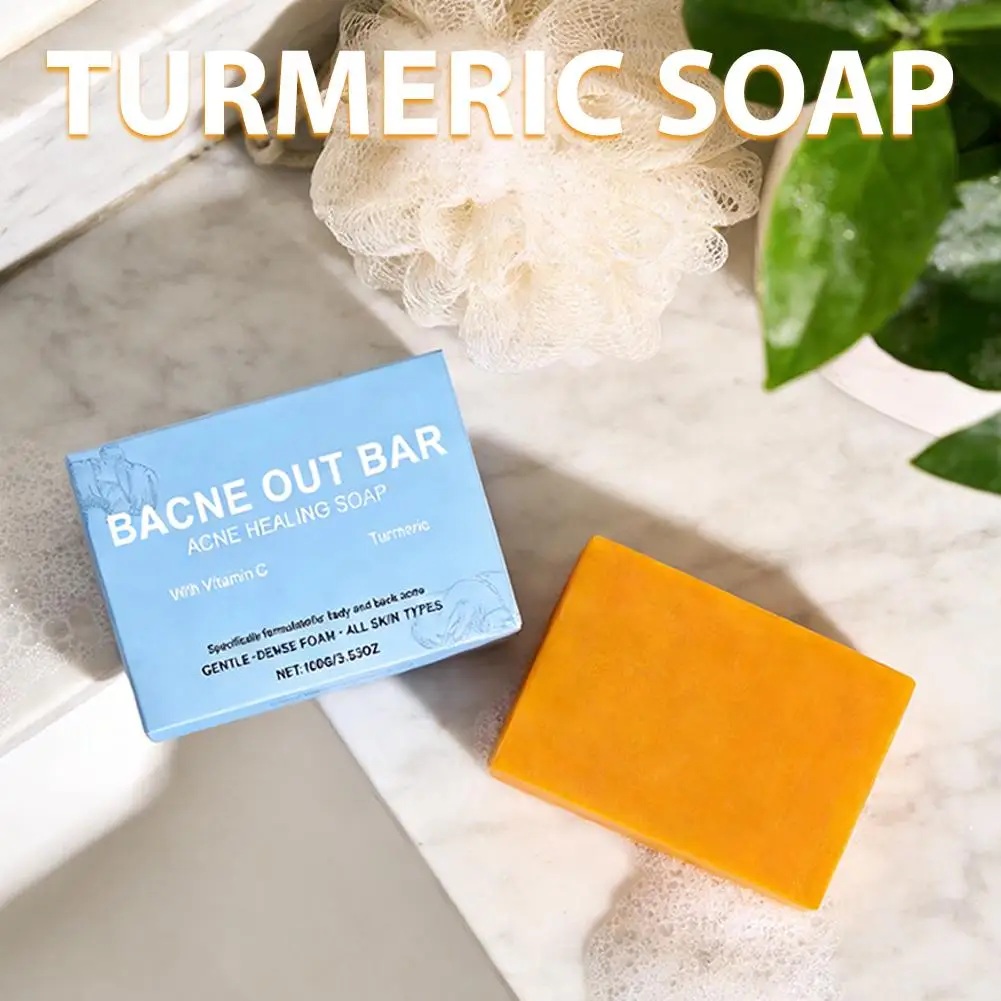 1-10pcs Vitamin C & Turmeric Cleansing Soap For Facial Body Soap Dust Acne Removal Moisturizing and Brightening Cleaning Soap