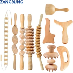 2/4/6/8PCS Wooden Therapy Massage Sets Pain Relief Anti Cellulite Body Slimmling Gua Sha Back Massager Maderoterapia Corporal