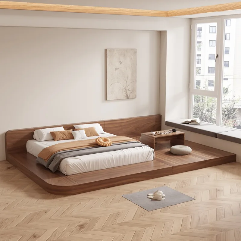 سرير ياباني فاخر يتوهم الحد الأدنى صالة سرير فرنسي متعدد الوظائف Queen Cama De Lujo Para Dormitorio أثاث غرفة النوم #2