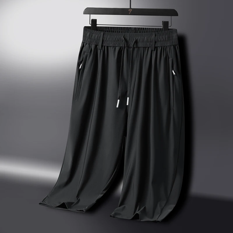 Mode lose elastische Taille gespleißt Reiß verschluss taschen All-Match Capri hose Männer 2024 Sommer neue übergroße einfarbige Freizeit hose