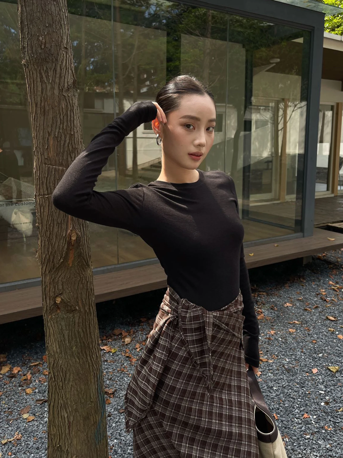 

PUIR YH Slim Fit Long Sve T-irt Women's Autumn Inner Wear Faion Top mat Casual Sle Comfortable Cotton Blend