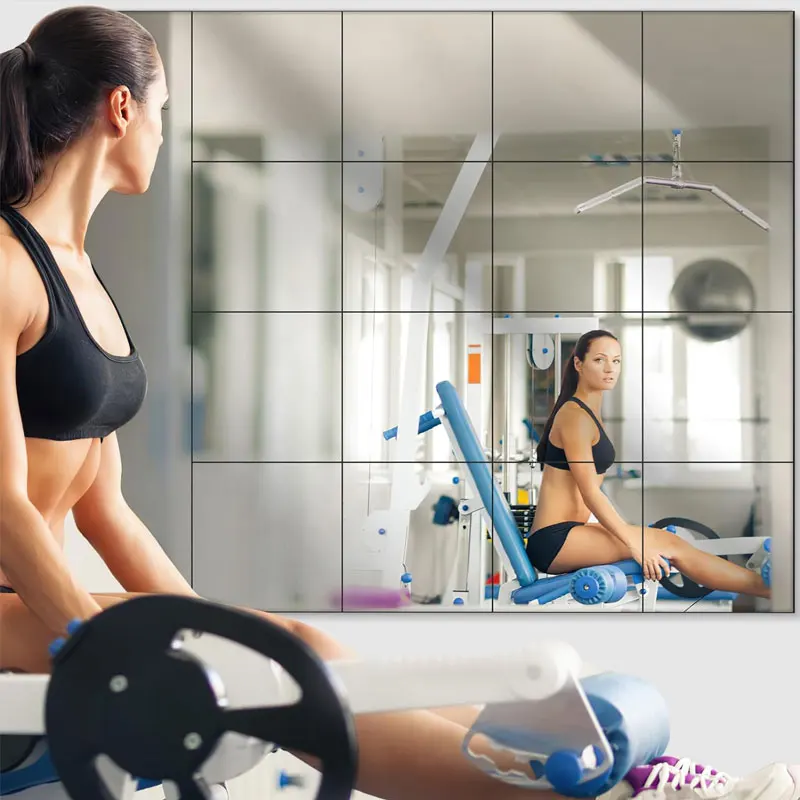 8/16pcs1mm Self Adhesive Mirror Sheets Flexible Non Glass Mirrors Gym Mirrors Wall Stickers Home Room Bedroom 3D Wall Decor