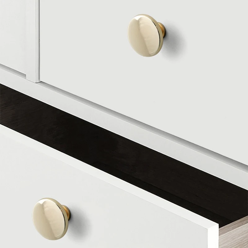 Brass Gold Round Handles - Bathroom, Kitchen Drawer Pulls & Knobs for Wardrobe, Shoe Cupboard Door Hardware
