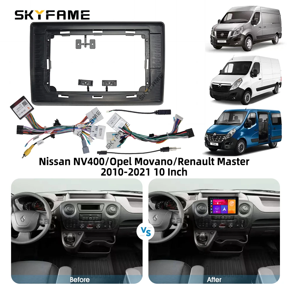 SKYFAME Telaio Auto Fascia Adattatore Canbus Box Decoder Android Radio Dash Montaggio Pannello Kit Per NV400 Renault Master Opel Movano