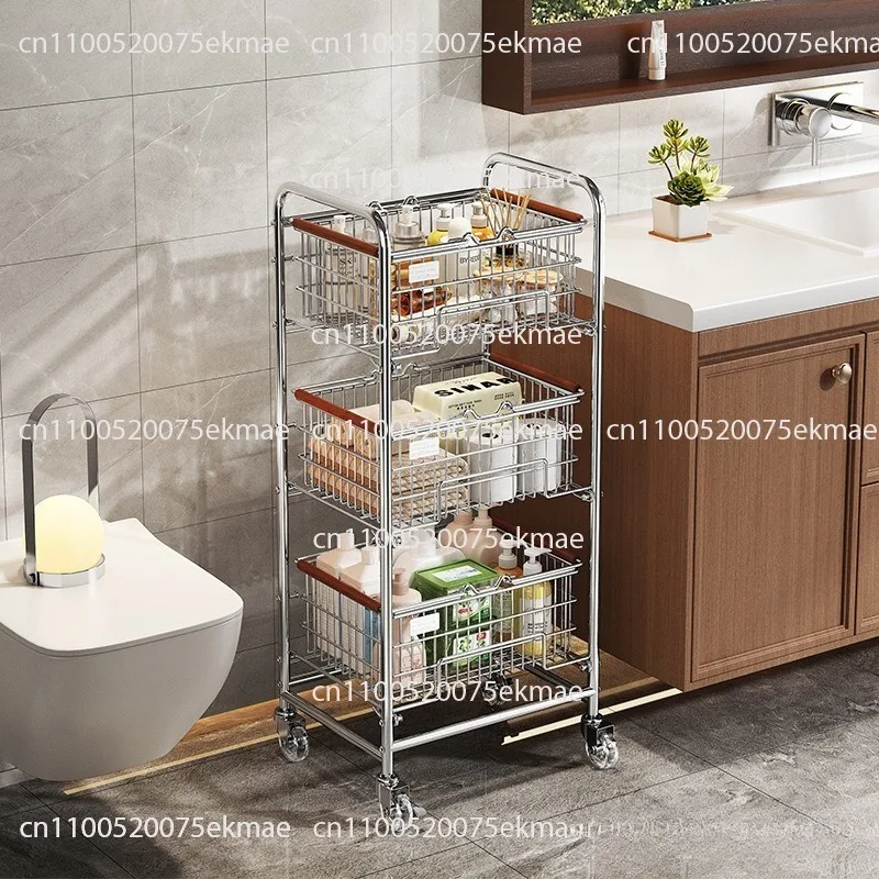 Wrought Iron Rack Multi-layer Multi-functional Mobile Storage Trolley Kitchen Bathroom Gap Storage
