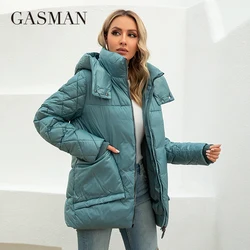 GASMAN 2023 Women's Winter Jacket New Warm Solid Down Parka Coat Women Fashion Collection Outwear Female Elegant Jacket 81505