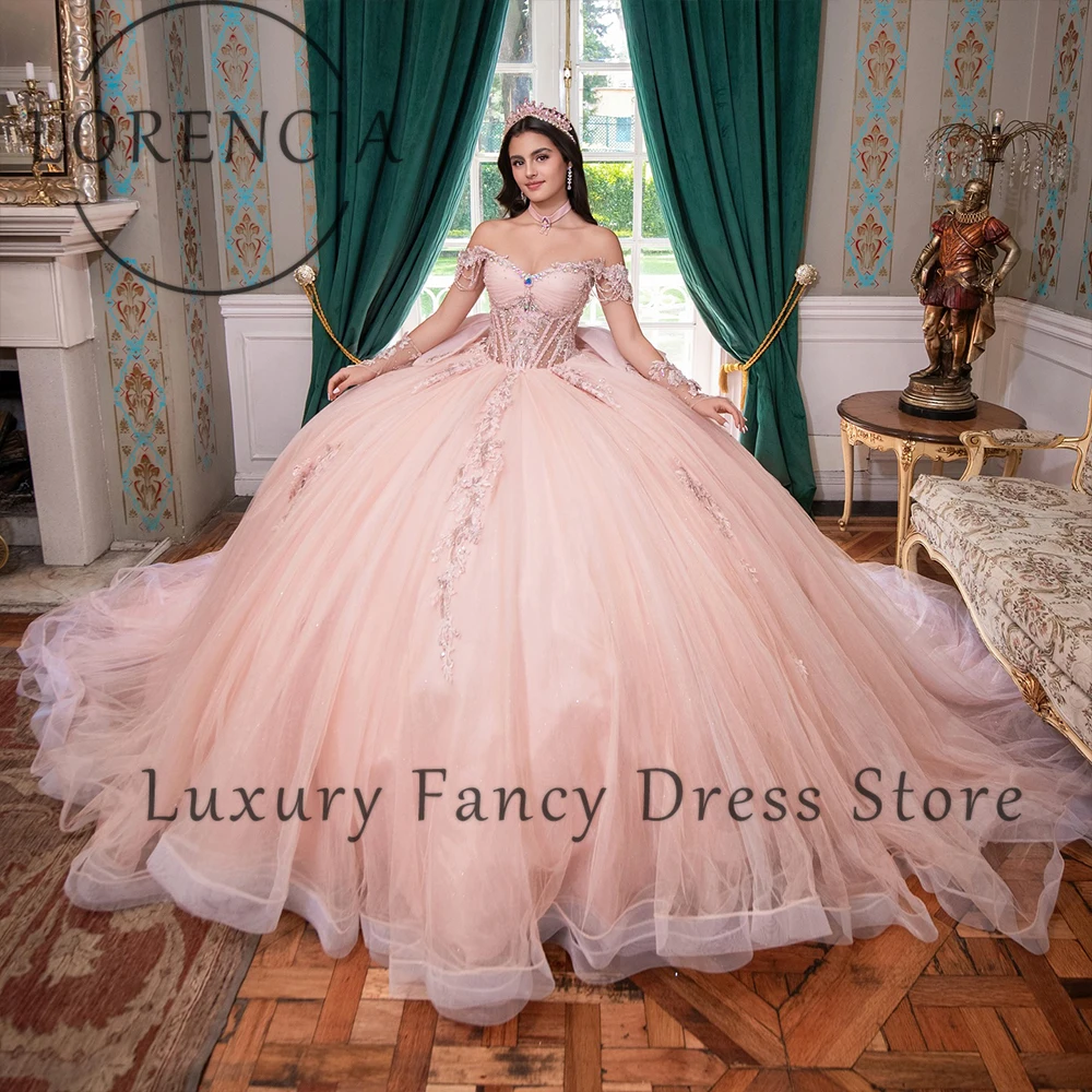 

Elegant Tulle Quinceanera Dresses Applique Bow Ball Gowns for Girl Sweet 16 Birthday Party 2025 Customized abiti da cerimonia