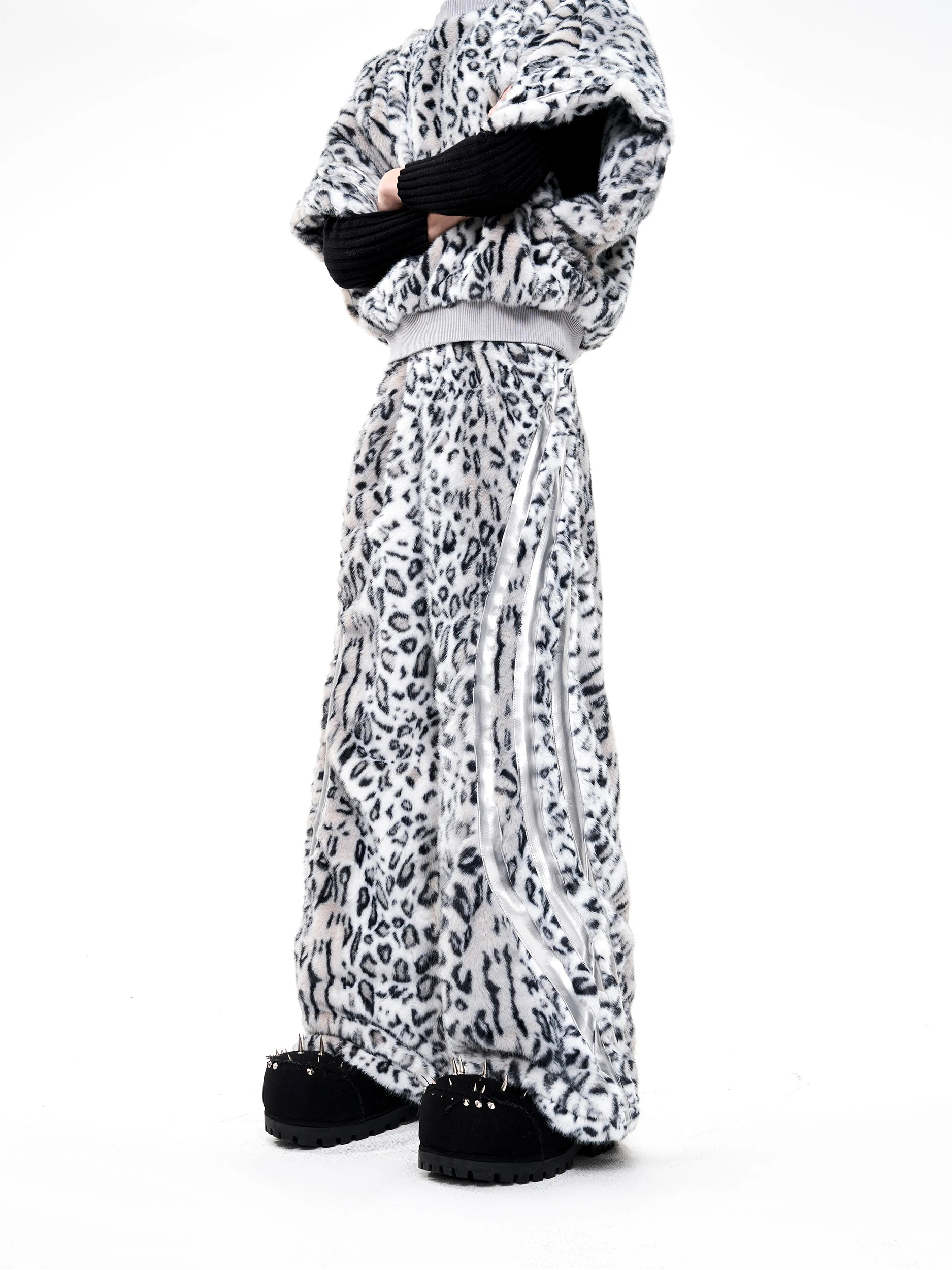 

Men's Casual Pants Exotic Print Faux Fur Winter Loose Wide Leg Comfortable Elastic Waist Youthful Sle Long Polyester