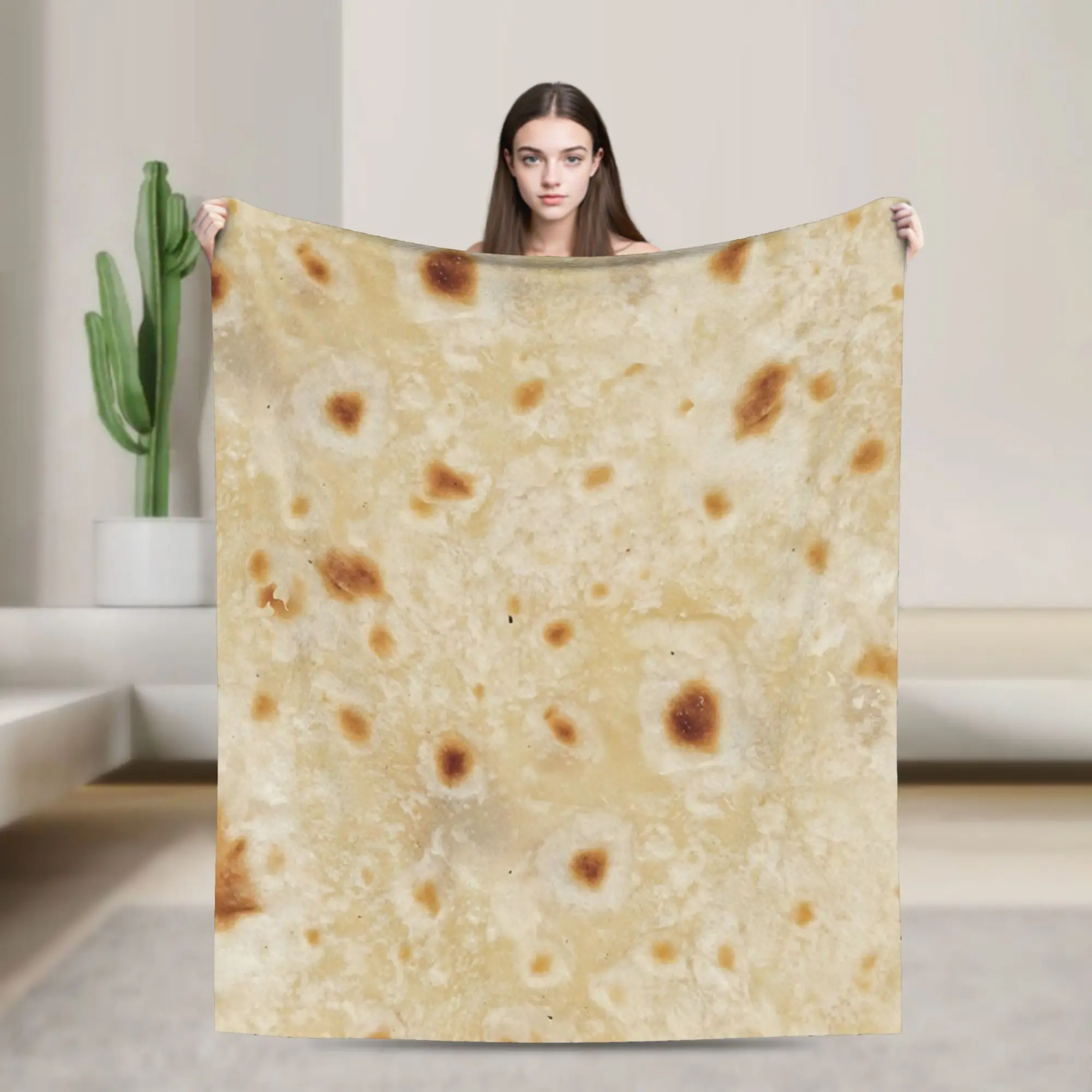 Burrito Tortilla Wrap Blanket  Warm Soft Aesthetic Plush Throw Blanket For Bedroom Decorative Flannel Bedspread Bed Cover