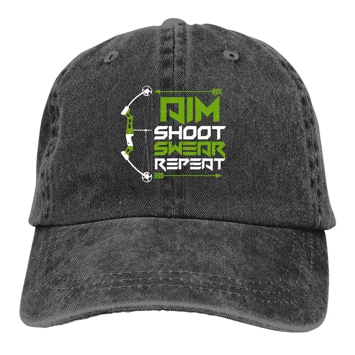 Washed Men's Baseball Cap Aim Shoot Swear Repeat Trucker Snapback Caps Dad Hat Archary Sports GuIf Hats