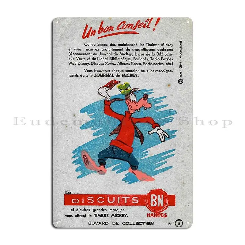 Vintage Advertising Poster Biscuit Lu Choco Bn Biscuiterie Nantaise Dingo Metal Plaque Club Club Bar Customized Tin Sign Poster