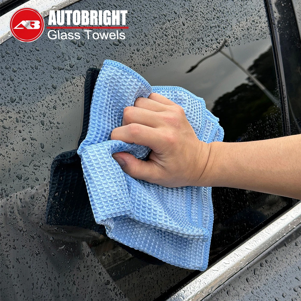 AUTOBRIGHT 40x40cm Professional Glass Cleaning Towel Yellow Grey Blue Wash Towels Car Detailing Drying Cloth Interior Cleaning