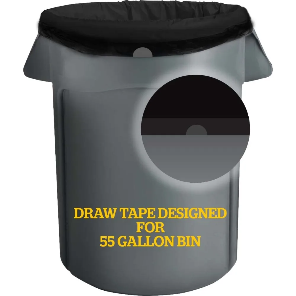 45-55 جالون 1.25 مل أكياس القمامة السوداء الأربطة تناسب علب الغاشمة 40 × 45 بوصة حزمة من 100 البلدية الصناعية التجارية