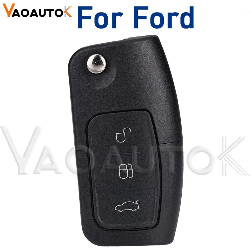 Replacement Smart Remote Key Shell Fob Suitable For Ford Focus Fiesta C-Max K-Uncut 3 Buttons Flip Folding Car Blank Key Shell