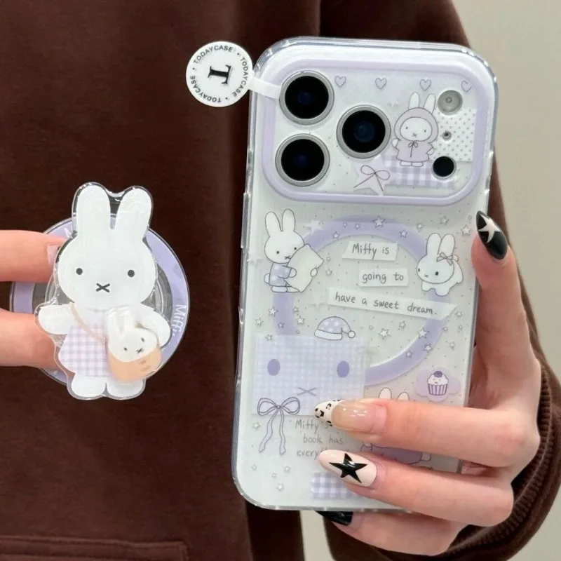 

Новый милый фиолетовый чехол для телефона с мультяшным кроликом в клетку для iPhone 17 16 15 14 13 12 11 Pro Max