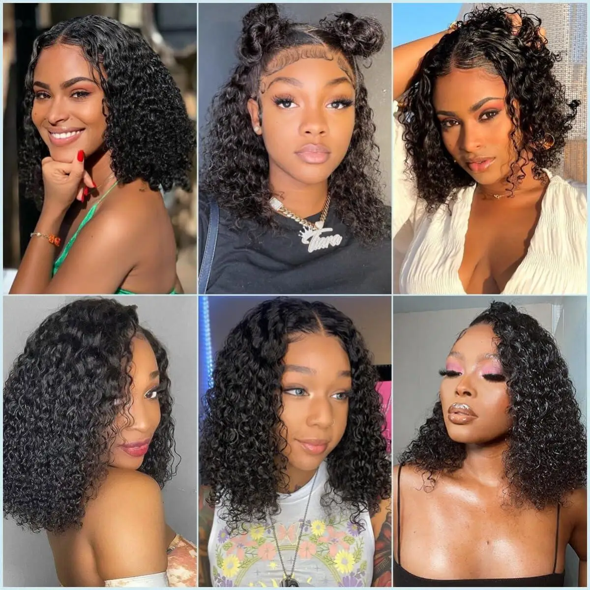 Kinky Curly Bob Wig 100% Human Hair 10-16 Inches 13X4 Lace Front Wigs Peruvian Hair Curly Bob Wig Pre Plucked For Black Women