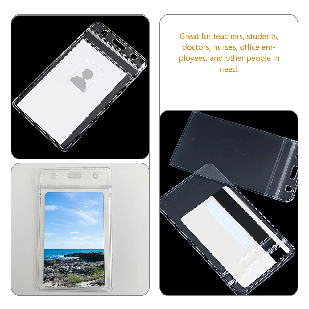 

20pcs Waterproof ID Card Holder Clear PVC Badge Protector Name Card Sleeve Reusable for Teachers Students Office