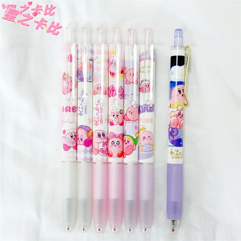 24pcs New Kirby Blind Box Pen Cartoon Cute Push Action Gel Pen Student Writing Pen Mystery Box Kids Gift