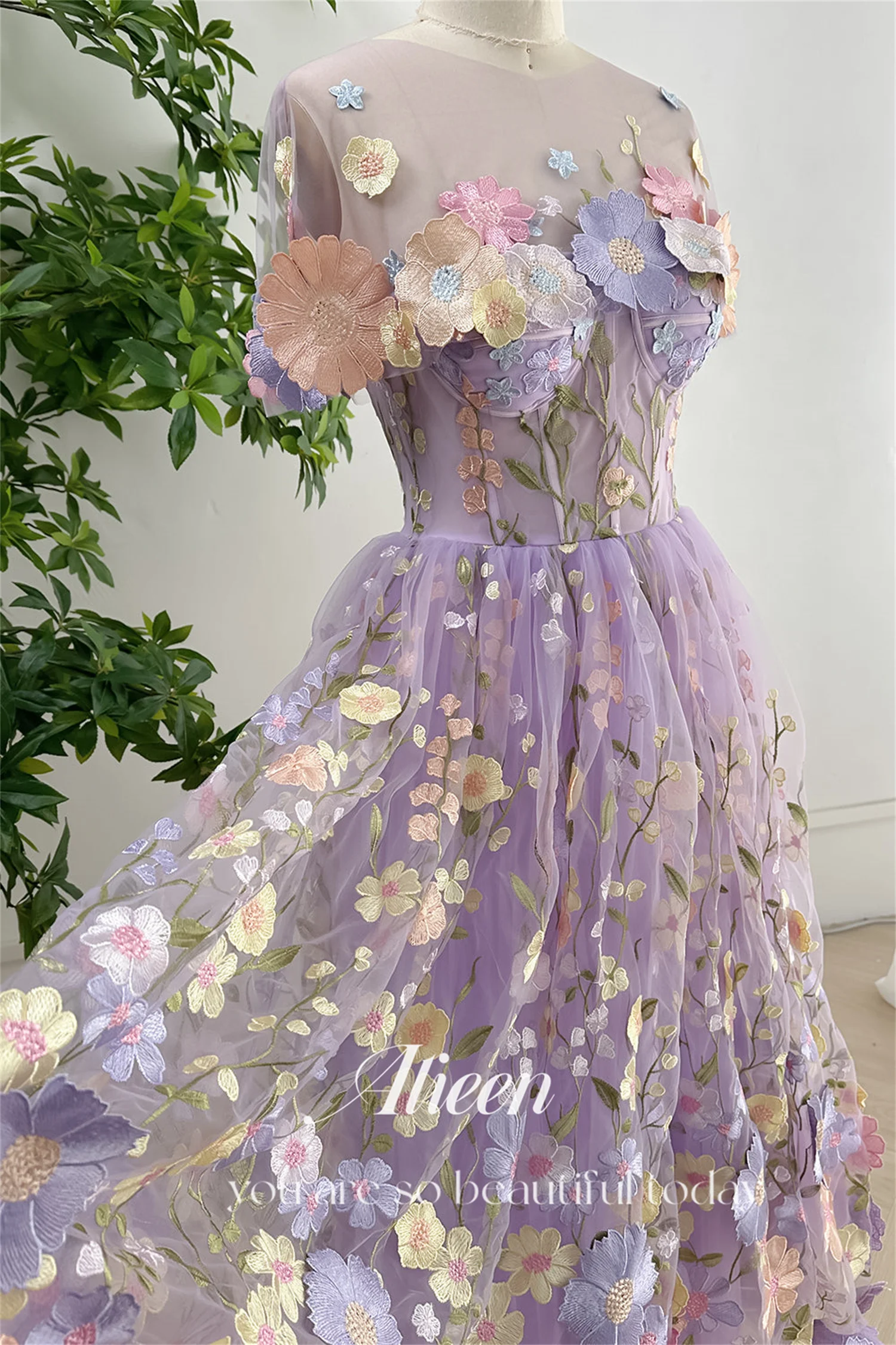 A-line Applique Embroidery Yellow Prom Gown Formal Dress Women Elegant Party Vintage Dresses Woman Ball customized Gowns Evening