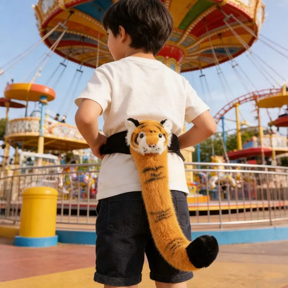 Lovely Plush Tiger Head Tail Charming Design Tail Design Tiger Tail Costume Accessory Eye-Catching Design 45cm Animal Tail Prop