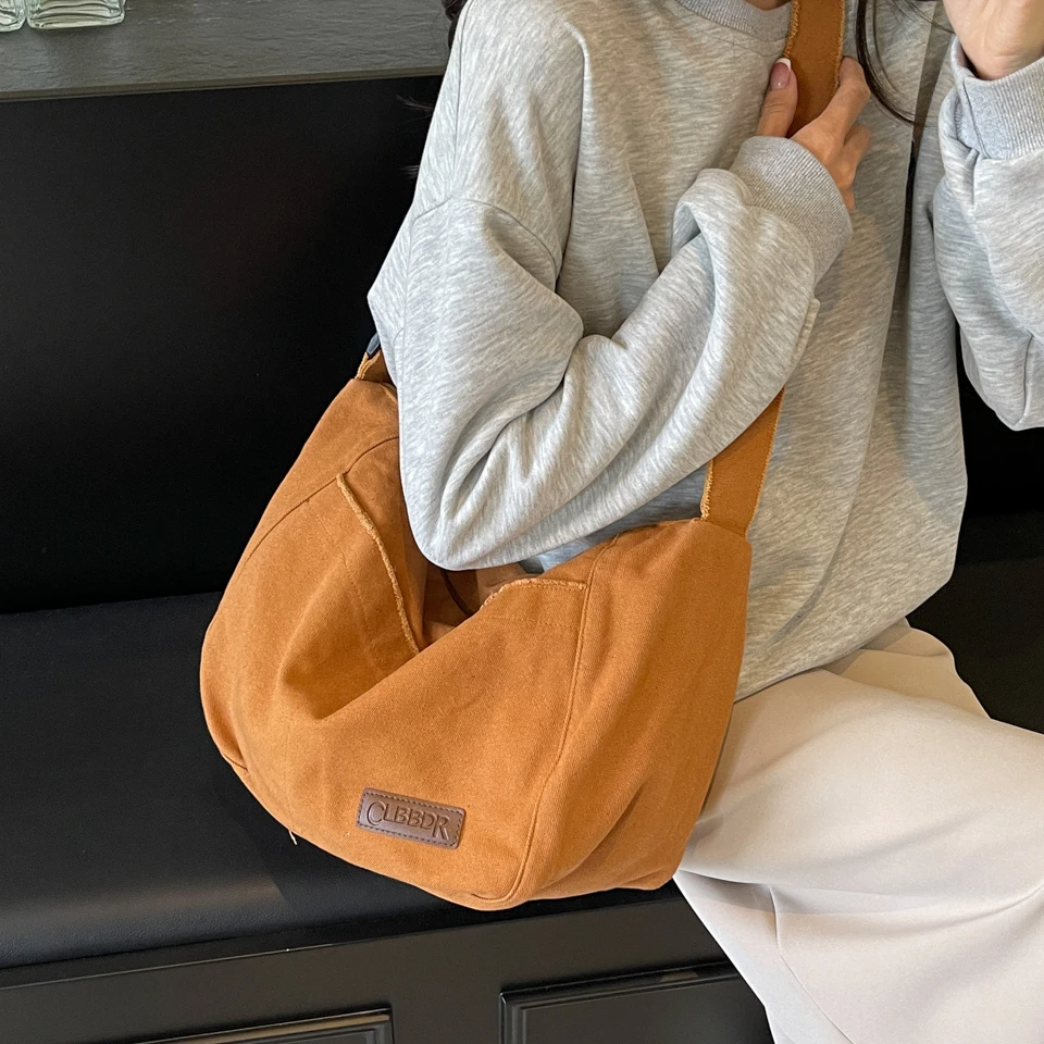 Lazy Style Canvas Shoulder Bags For Women 100% Cotton Casual Totes Large Capacity Fabric Crossbody Bags Pastoral Cloth Packages