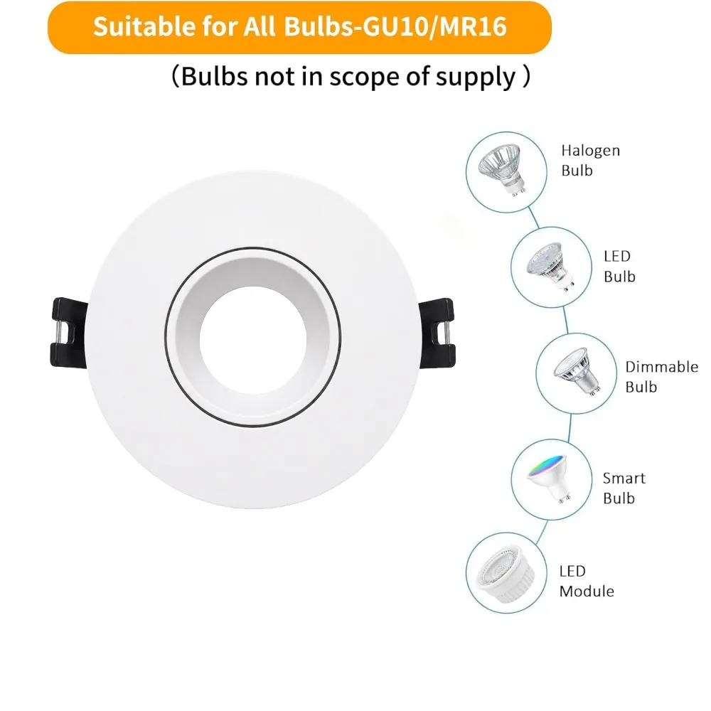JOYINLED Recessed GU10 MR16 Spotlights White Ceiling Downlight Frame with Socket Mounting Frame for LED Halogen Round Light
