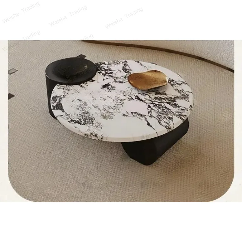Retro Calacatta Round Table, Italian Modern Luxury for Small Space, Heat & Scratch Resistant,