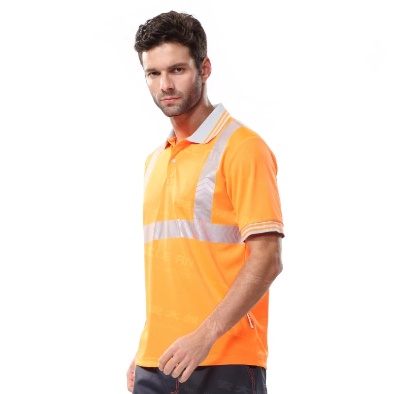 orange shirt man hi vis t shirt workshop shirt men mechanic striped shirt polo safety reflective t shirt men