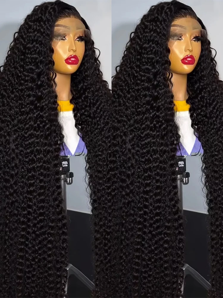 

40 46 Inch 13x6 HD Deep Wave Lace Frontal Wigs Burmese Curly Human Hair Wig Transparent 13x4 Water Wave Lace Front Wigs For Women Preplucked 250% High Density