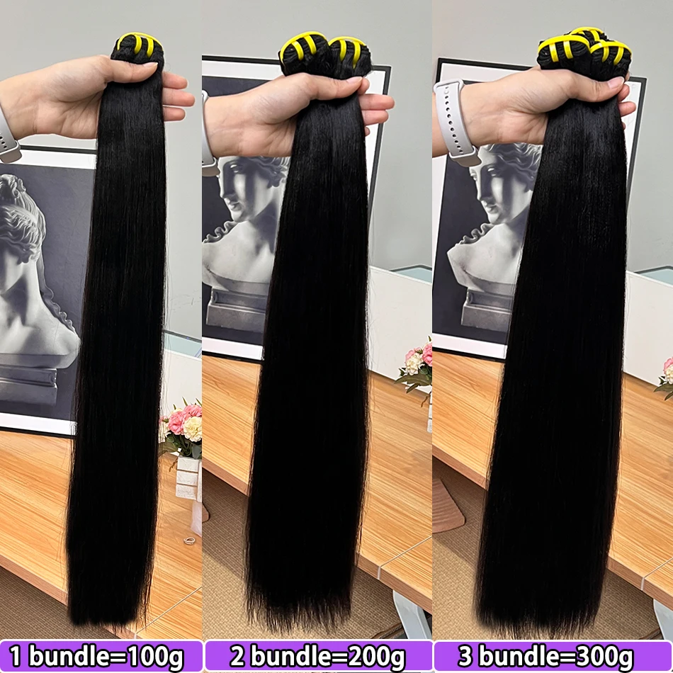 Yaki Straight Human Hair Double Drawn Bundles #1B Natural Black Color Vietnamese 100% Raw Virgin Hair Weave Extensions 1 2 3 4pc