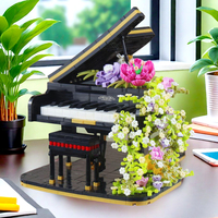 Dreamy Flower-Themed Piano&Violin Building Block Set：Educational&Creative Toy Perfect for Girls& Music Lovers Unique Gift Idea