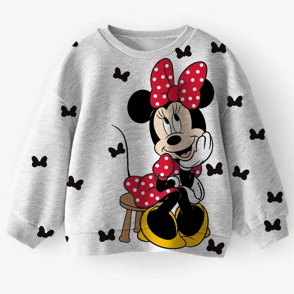 

New Disney Mickey Mouse Children's Sweatshirt Round Neck Hoodie Spring/Autumn Baby Girls' Clothing Cartoon Casual Girls' Top Boy
