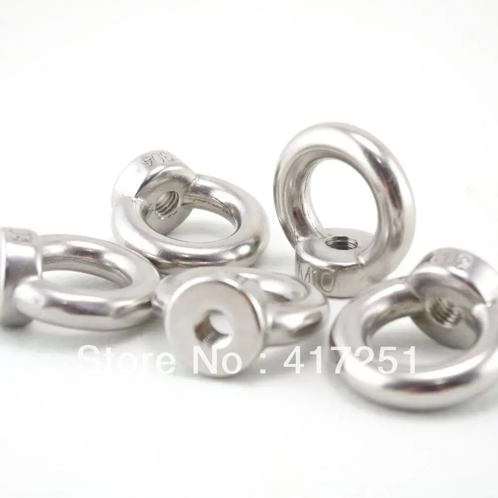 5PCS M6 Metric Threaded Eyes Nuts 304 Stainless Steel Lifting New