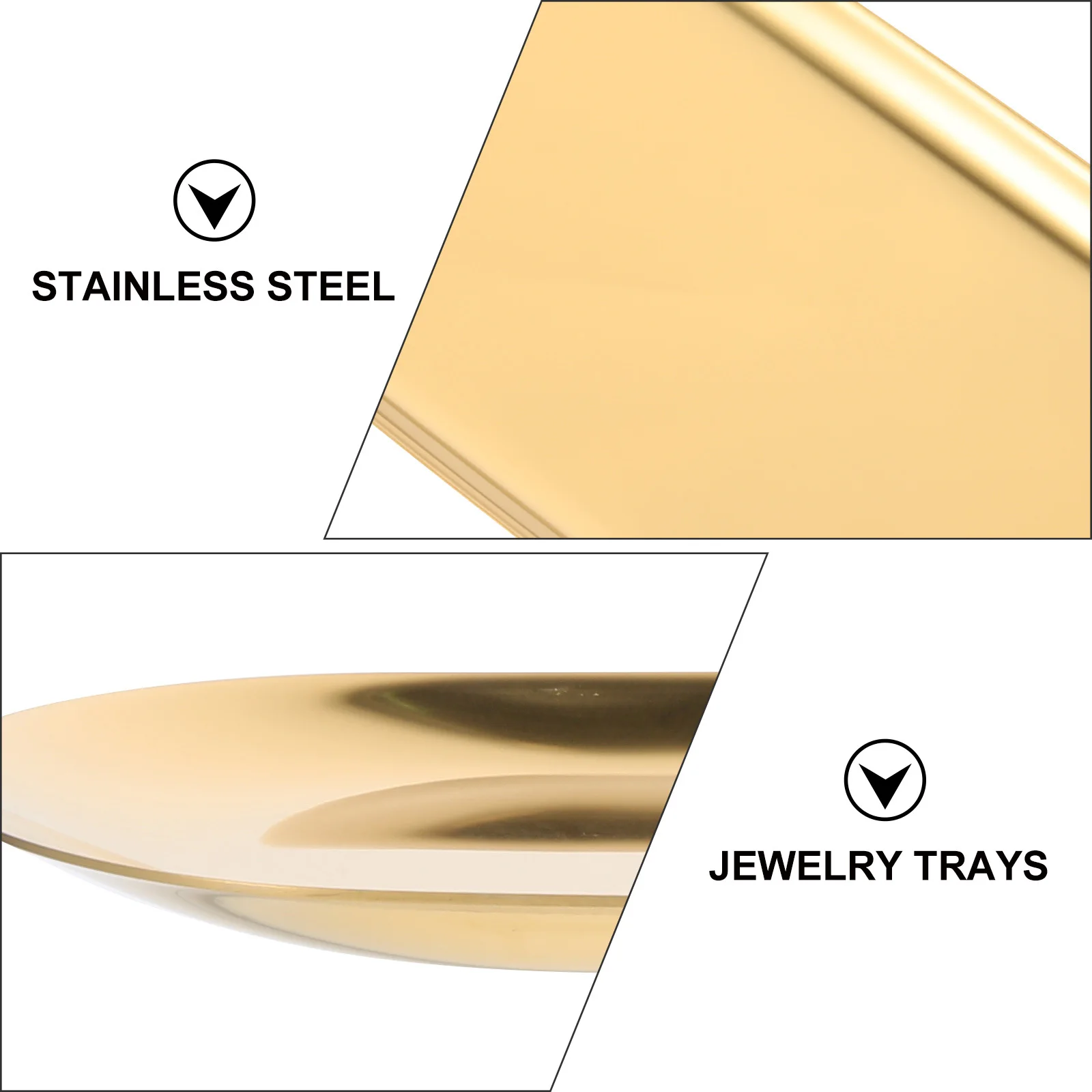 

2Pcs Metal Storage Tray Stainless Steel Food Serving Plate Snack Fruit Cake Dessert Display Tray for Home Party Restaurant