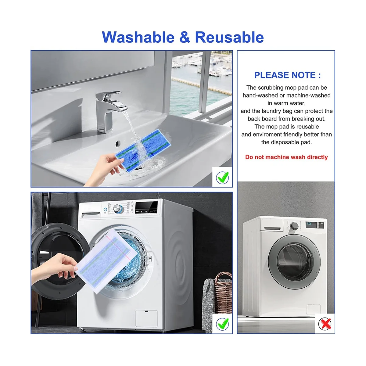 8 Pcs Wet Mopping P…