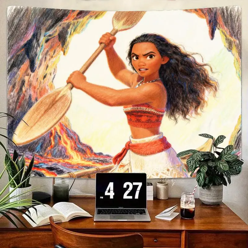

1 шт. гобелен Disney Moana Adventure, настенное искусство принцессы жестокого воина, декор острова лавы, декор комнаты из полиэстера, подарок для фанатов