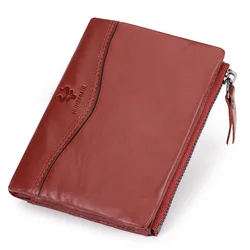 100%  Genuine Leather Small Wallet for Women Bifold Compact RFID Credit Card Wallets with Zippet Pocket Short Ladies Money Clip