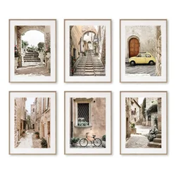 Decor Mediterranean Vintage Town Car Plant Quote Landscape Wall Art Canvas Painting Posters And Prints Picture For Living Room