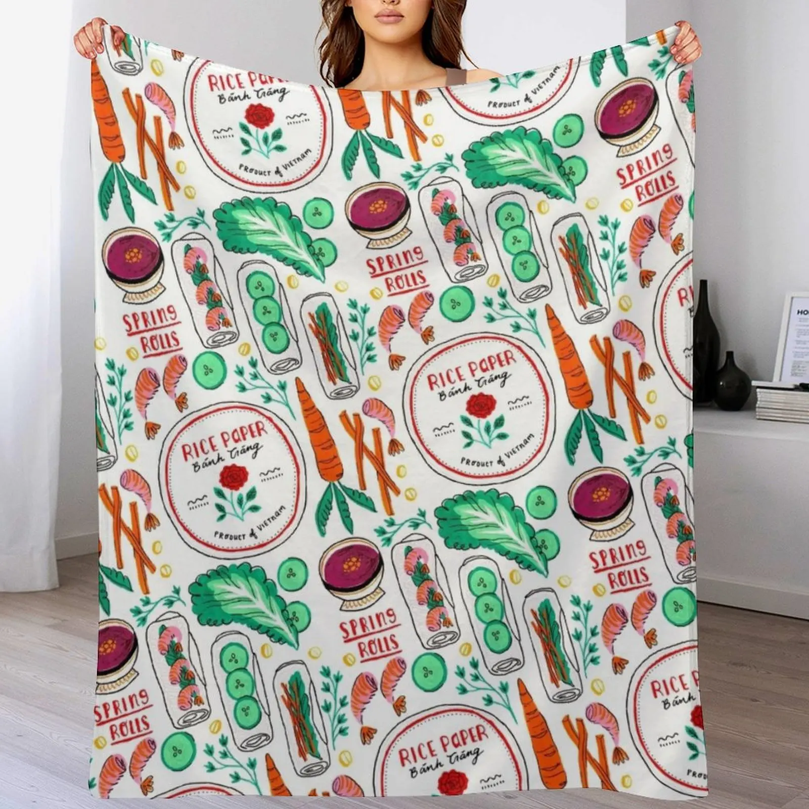 

Vietnamese Spring Rolls Throw Blanket