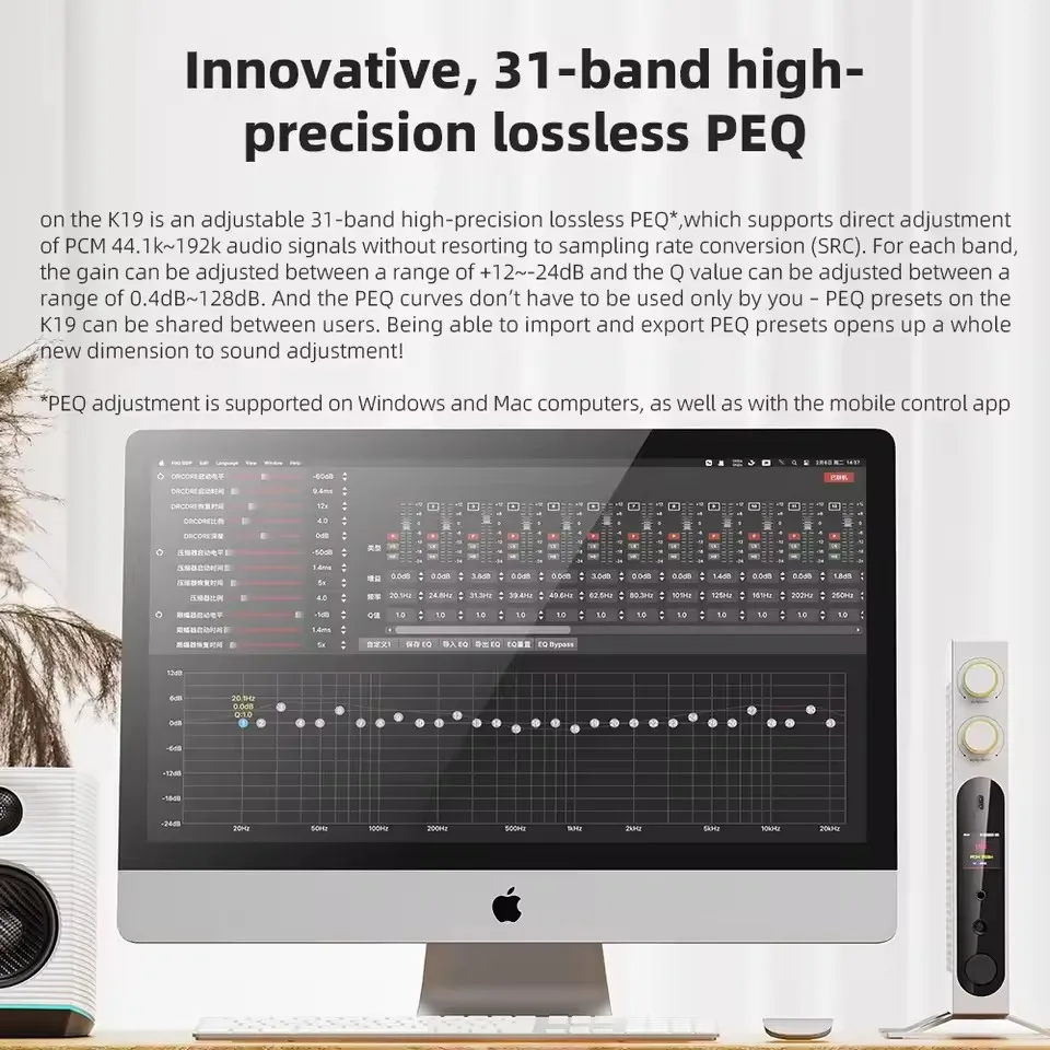 FiiO K19 amplificador de auriculares DAC de escritorio insignia Audio de alta resolución Dual ES9039SPRO decodificador HIFI DSD512 31 bandas PEQ XMOS XU-316