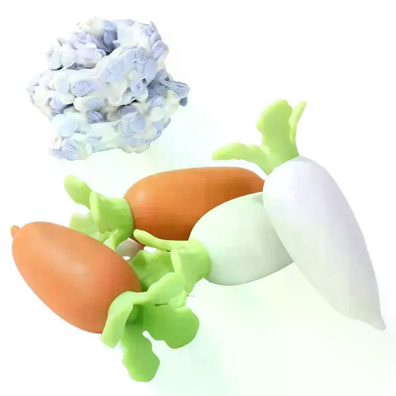 Radish Stress Ball Fidget Toy Crunchy Squeeze Toy Round Blocks Filled ASMR Anti Stress Release Hand Relax Gift Toy