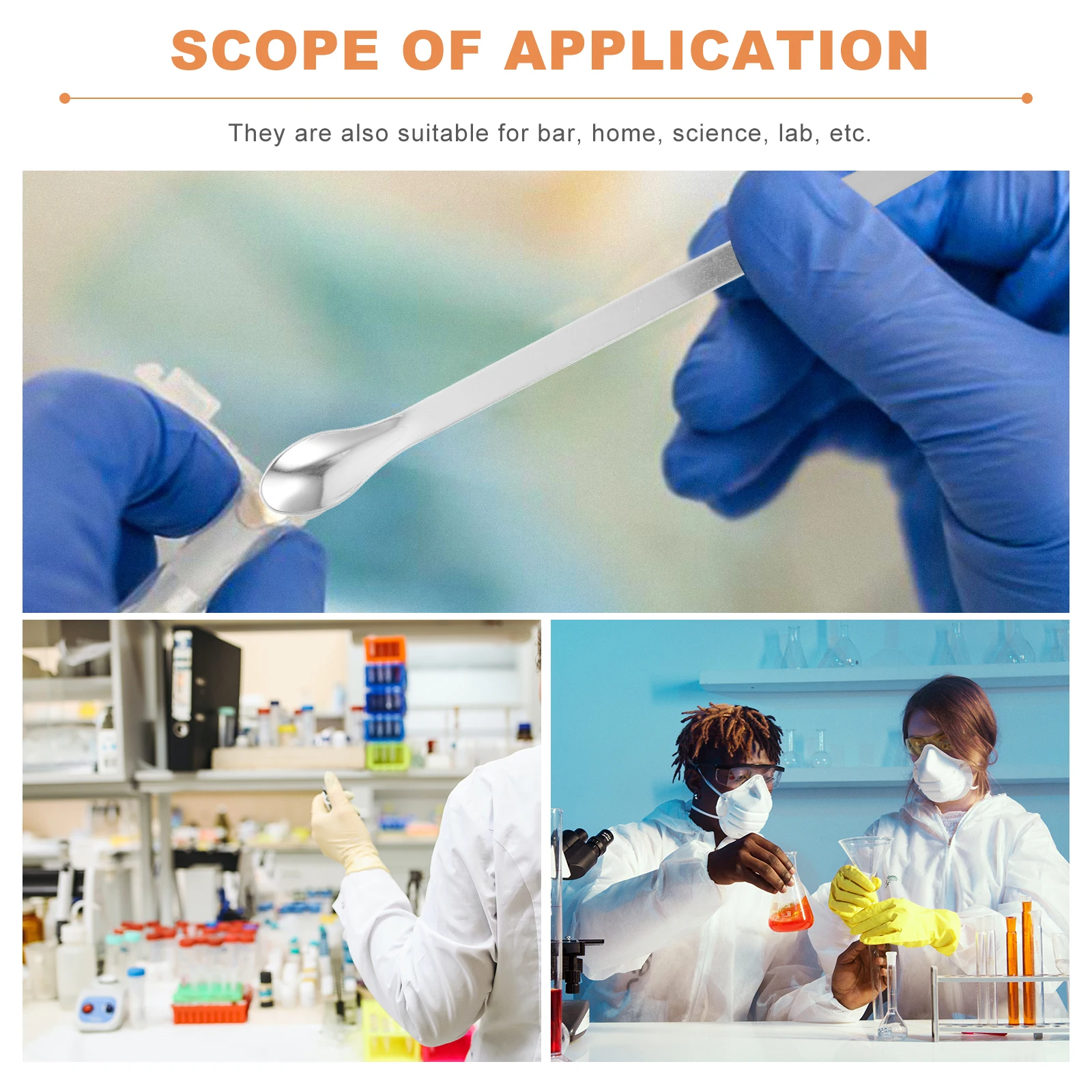 

2 pcs Stainless Steel Sampling Spoons Double Head Weighing Scoops Lab Experiment Multi-functional Teaching Equipment