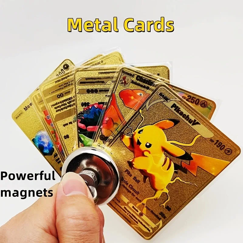 Cartas  TAKARA TOMY Pikachu Mystery Box Cards Metal Card English V Anime Random Blind Box Golden Vmax Game Collection  Toys