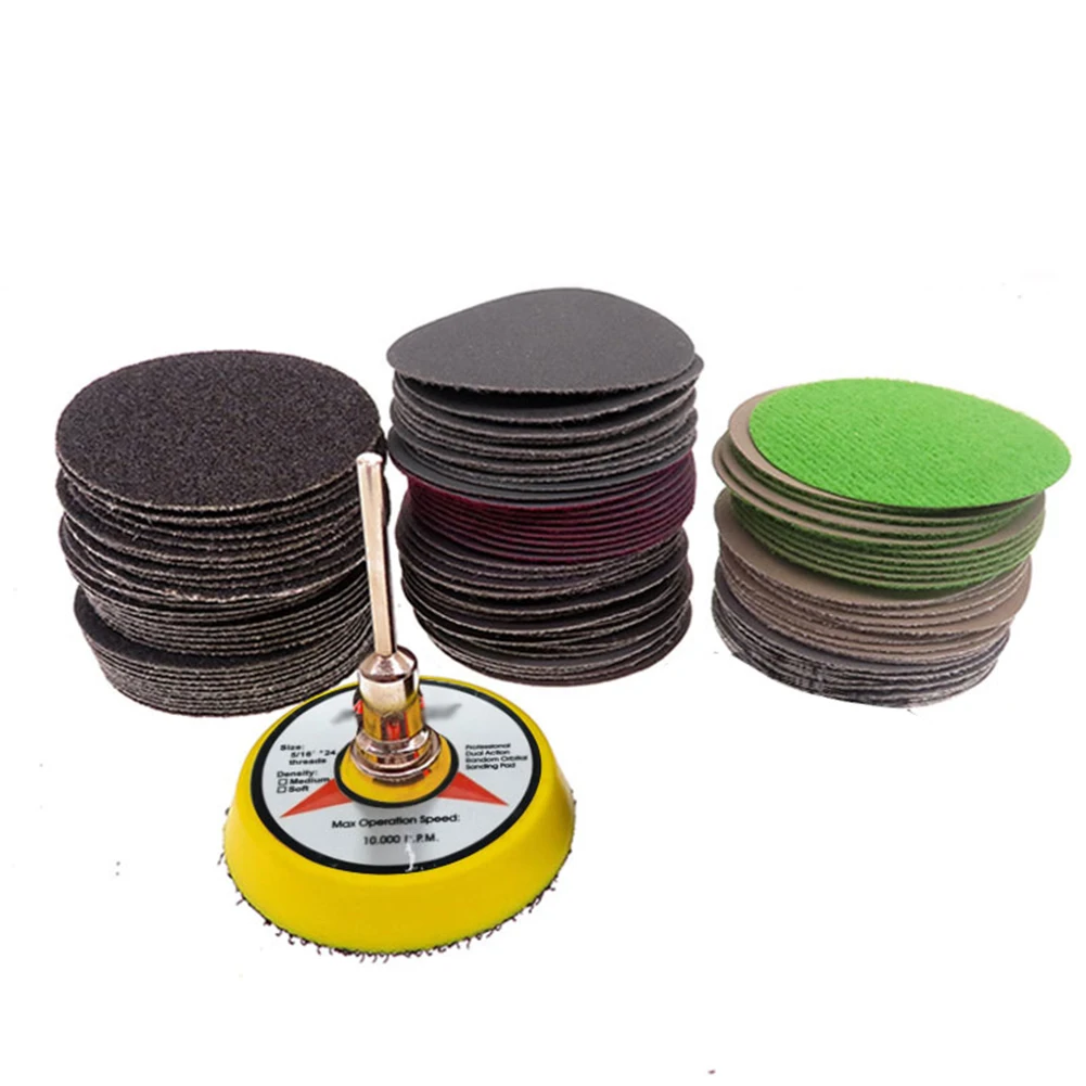 101pcs 2inch 50mm Wet Dry Sanding Discs Set 80-7000 Grit Alumina Sandpaper With 3mm Shank Backer Pad For Rotary Tool Polishing