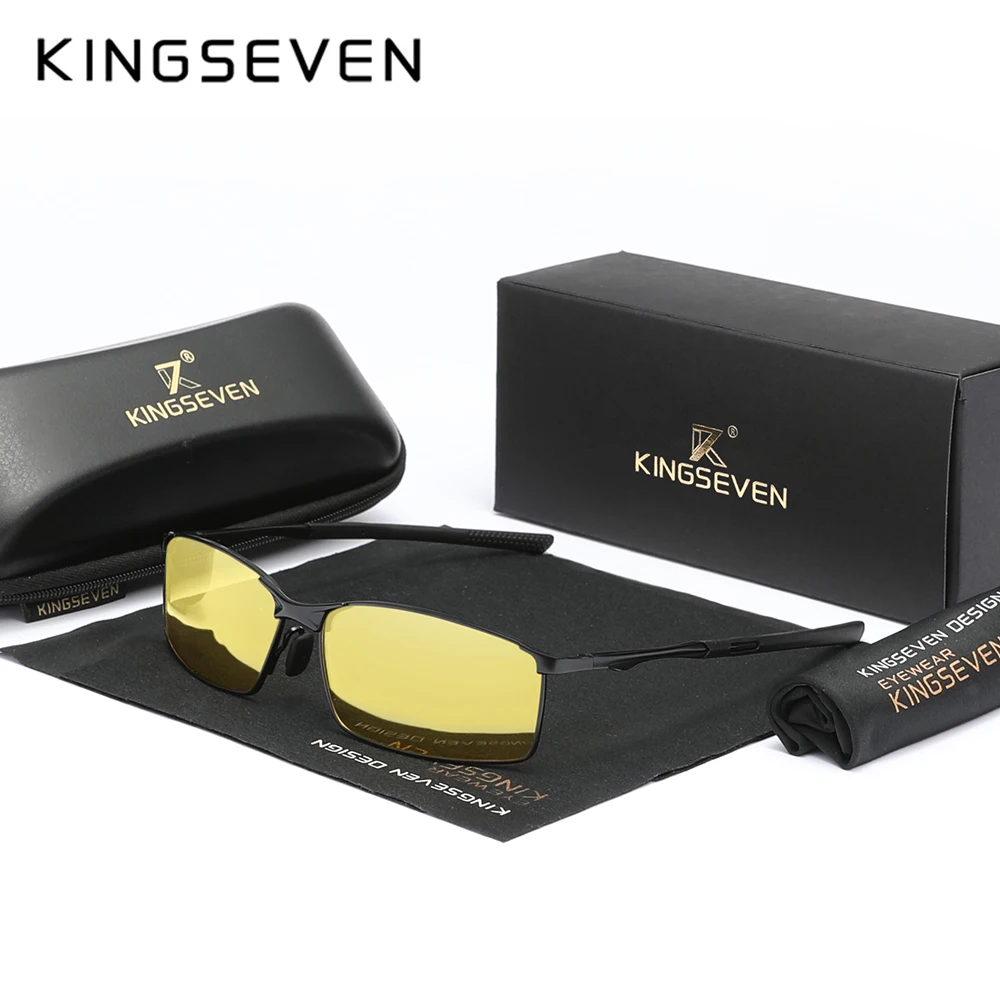 KINGSEVEN modne okulary przeciwsłoneczne z prostokątną ramką dla mężczyzn UV400 spolaryzacja aluminiowe okulary jeździeckie Parsnip luksusowe okulary w stylu vintage — zdjęcie 4