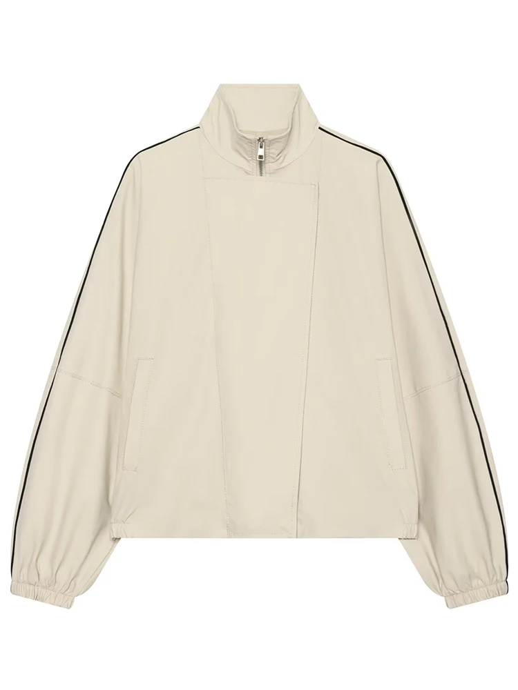 HH Casual Soft Cozy Beige Coat Women Spring Autumn Comfy Long Sleeve Relaxed Fit Home Outdoor City Walk Versatile Fashion Jacket